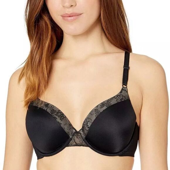Warner's Blissful Benefits Smooth Underwire Lightly Lined T- Shirt Bra black 40D - Picture 1 of 6